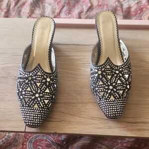 Elegant Black and Gold Women's Mules